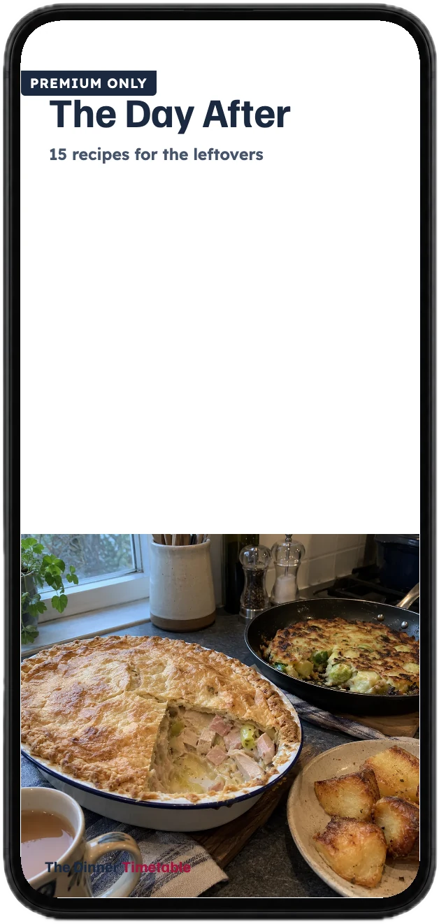 The cover of The Day After: 15 recipes for the leftovers, on a phone
